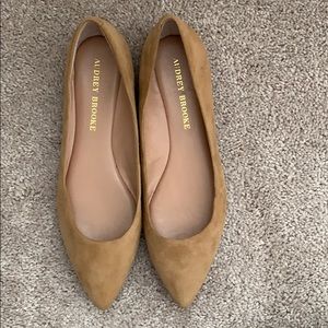 Audrey Brooke: Tan leather suede flats